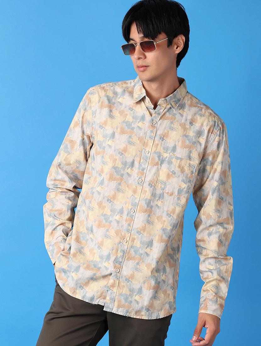 men collared printed casual shirt - 21491813 - Standard Image - 1