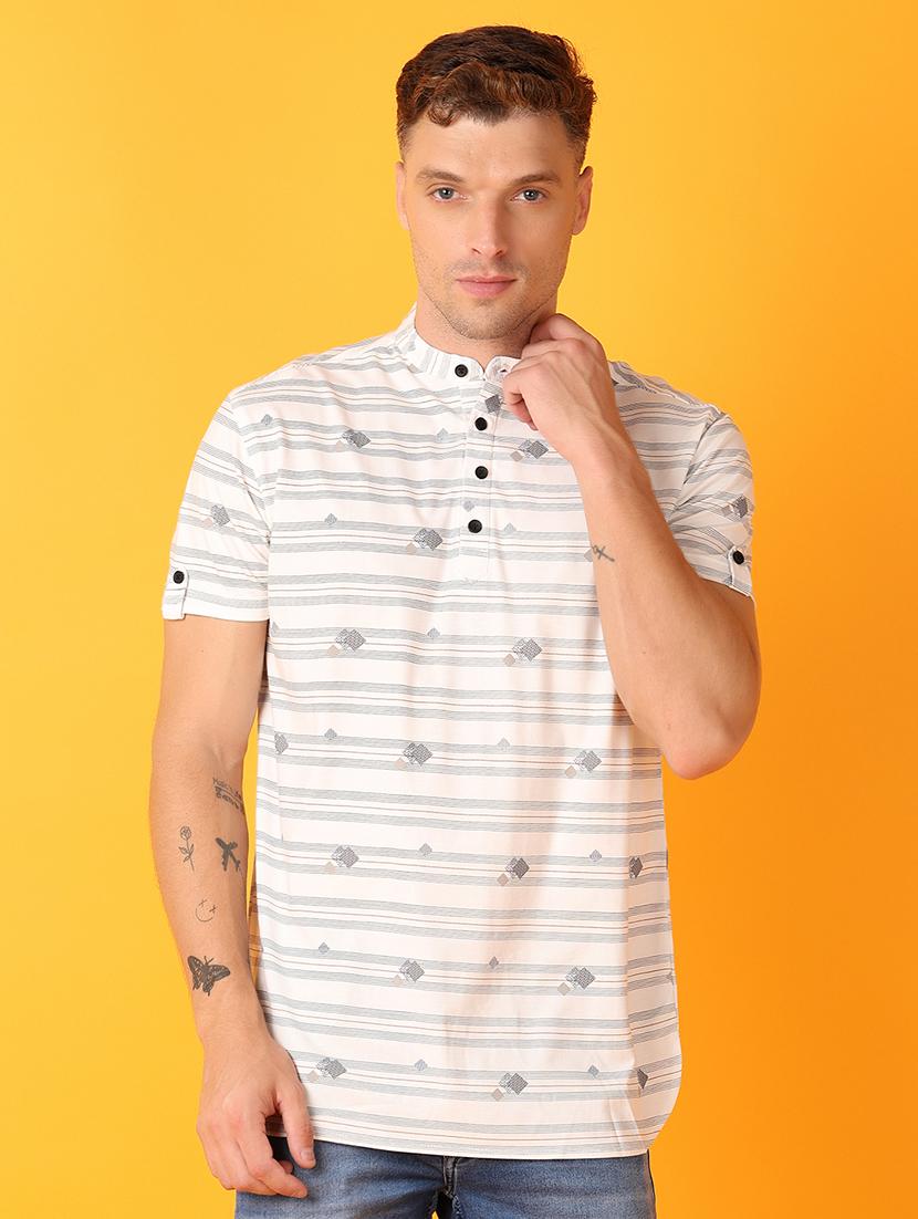 men white cotton all over printed t-shirt - 21491823 -  Zoom Image - 0