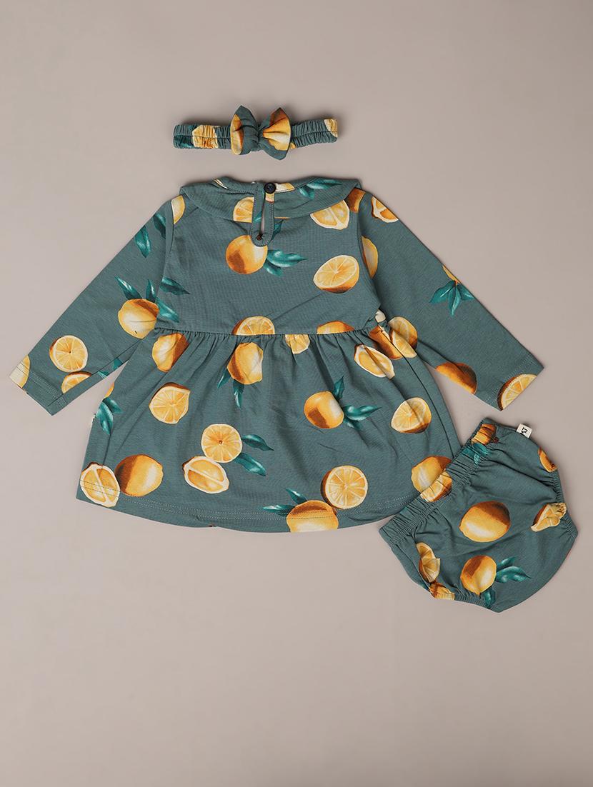 girls printed long sleeves frock with bloomer - 21491887 -  Standard Image - 1