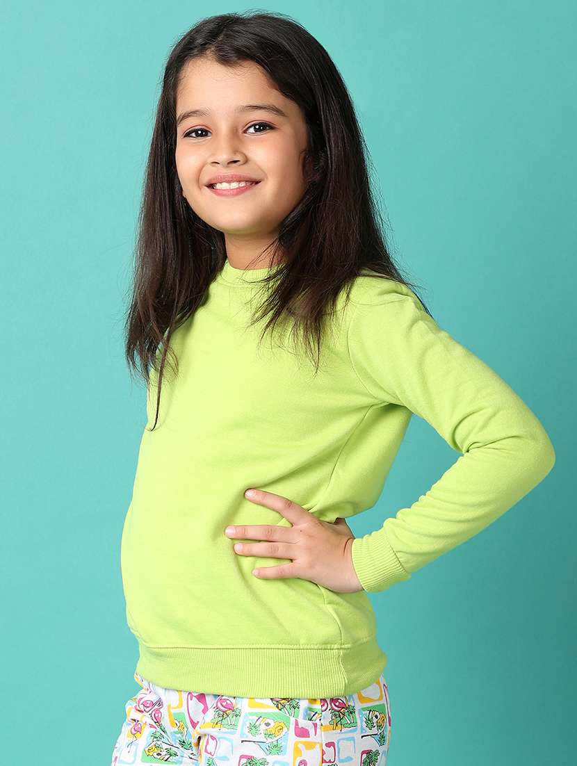 girls solid long sleeves sweatshirt - 21492017 -  Standard Image - 1