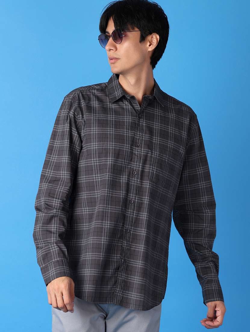 men black checks casual shirt - 21492025 -  Standard Image - 1
