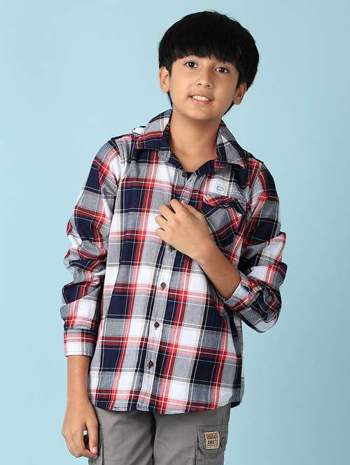 boys hooded checks shirt - 21492053 - Standard Image - 0