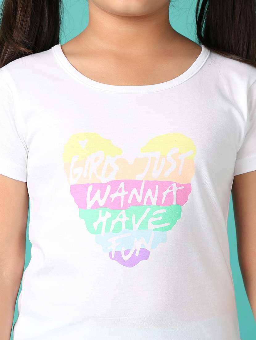 girls printed round neck top & shorts set - 21492055 -  Standard Image - 4