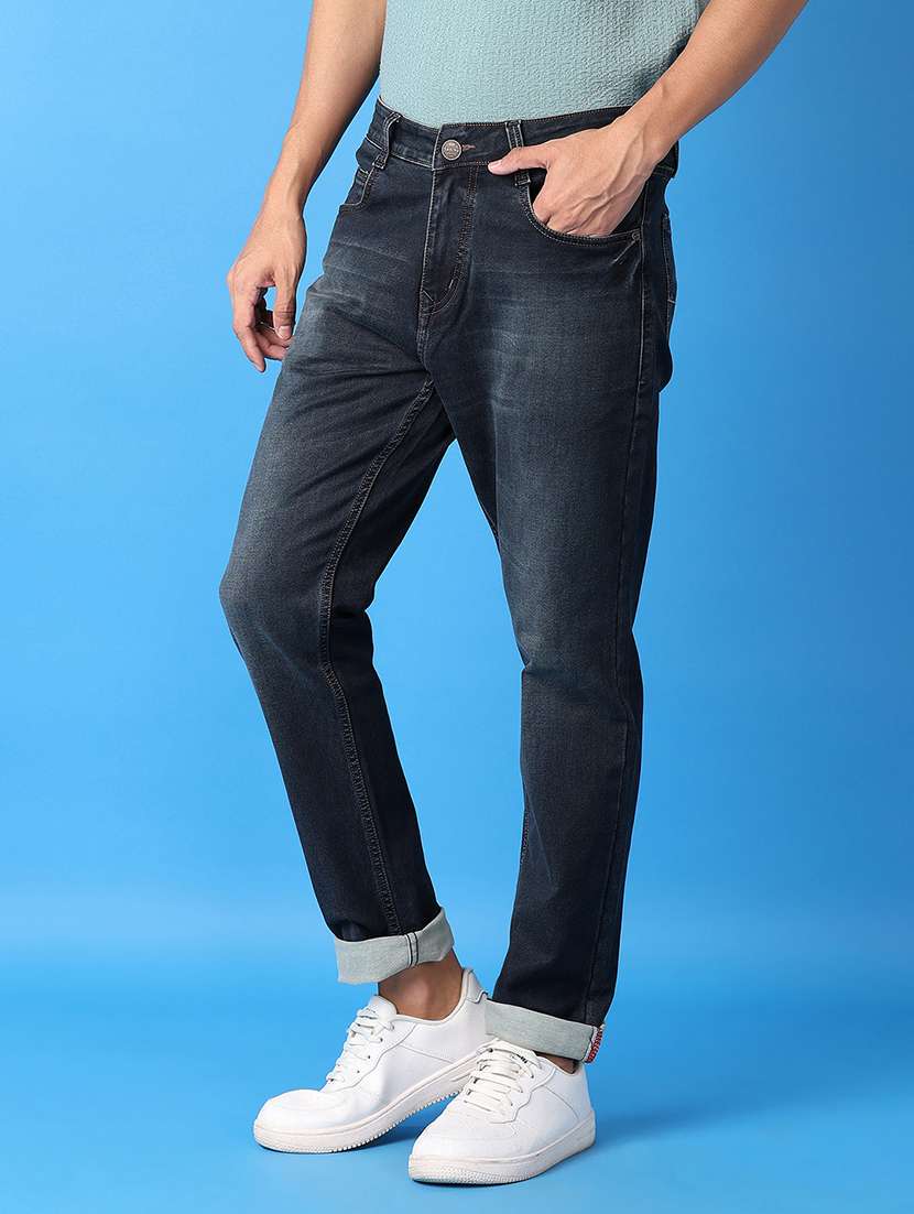 men blue plain jeans - 21492087 -  Standard Image - 1