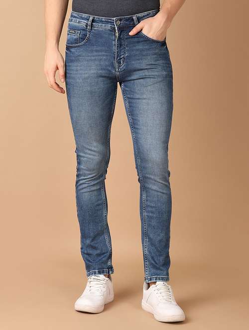 men blue plain jeans - 21492100 - Standard Image - 0