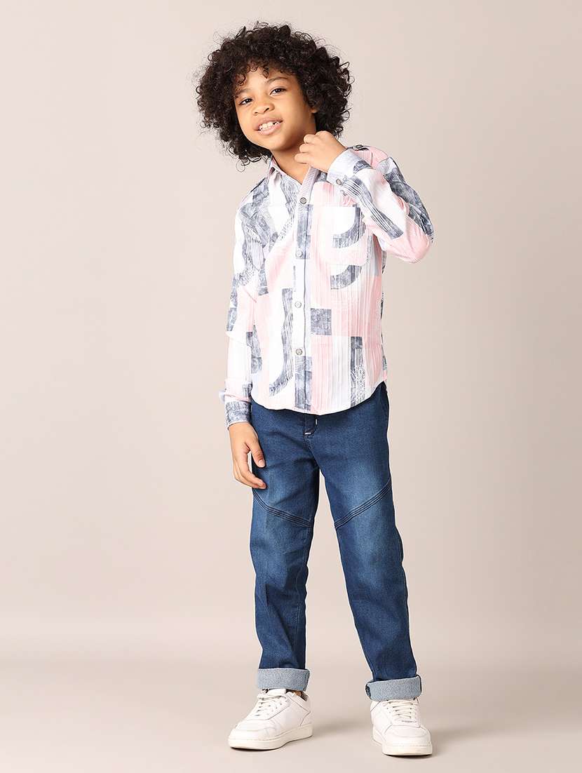 boys printed long sleeves shirt & jeans set - 21492172 -  Standard Image - 1