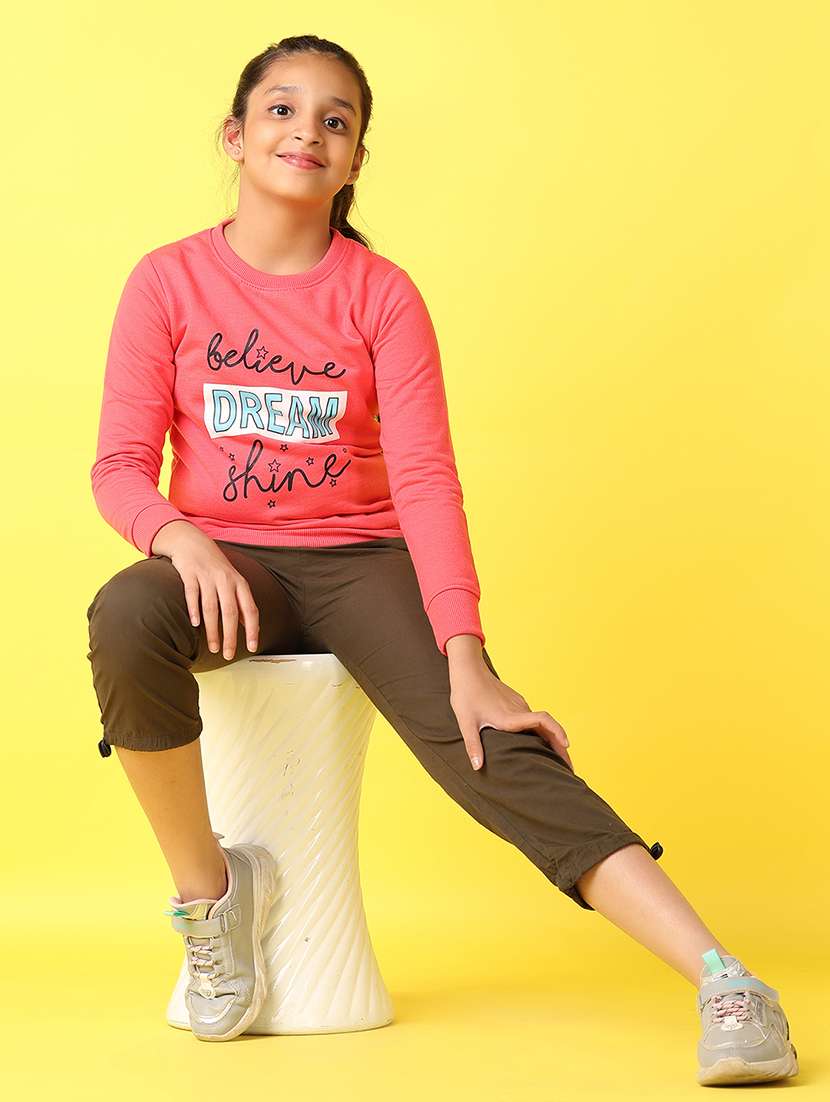 girls front printed round neck sweatshirt - 21492302 -  Standard Image - 4