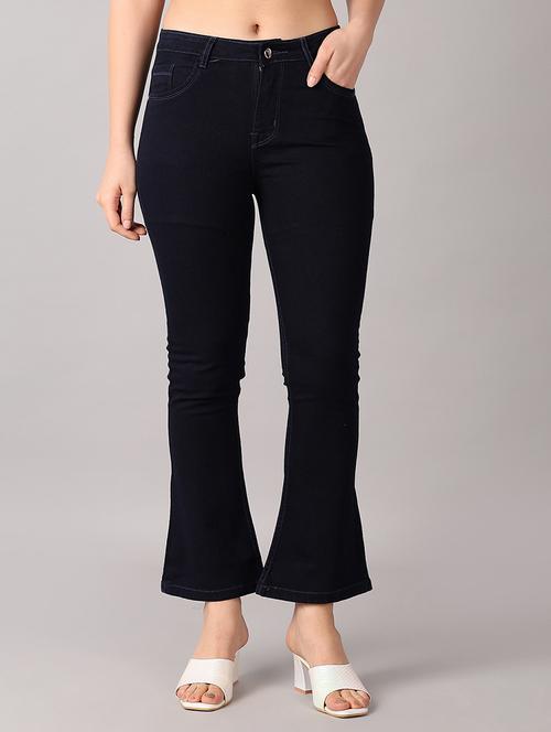 women blue plain bootcut jean - 21492305 - Standard Image - 0