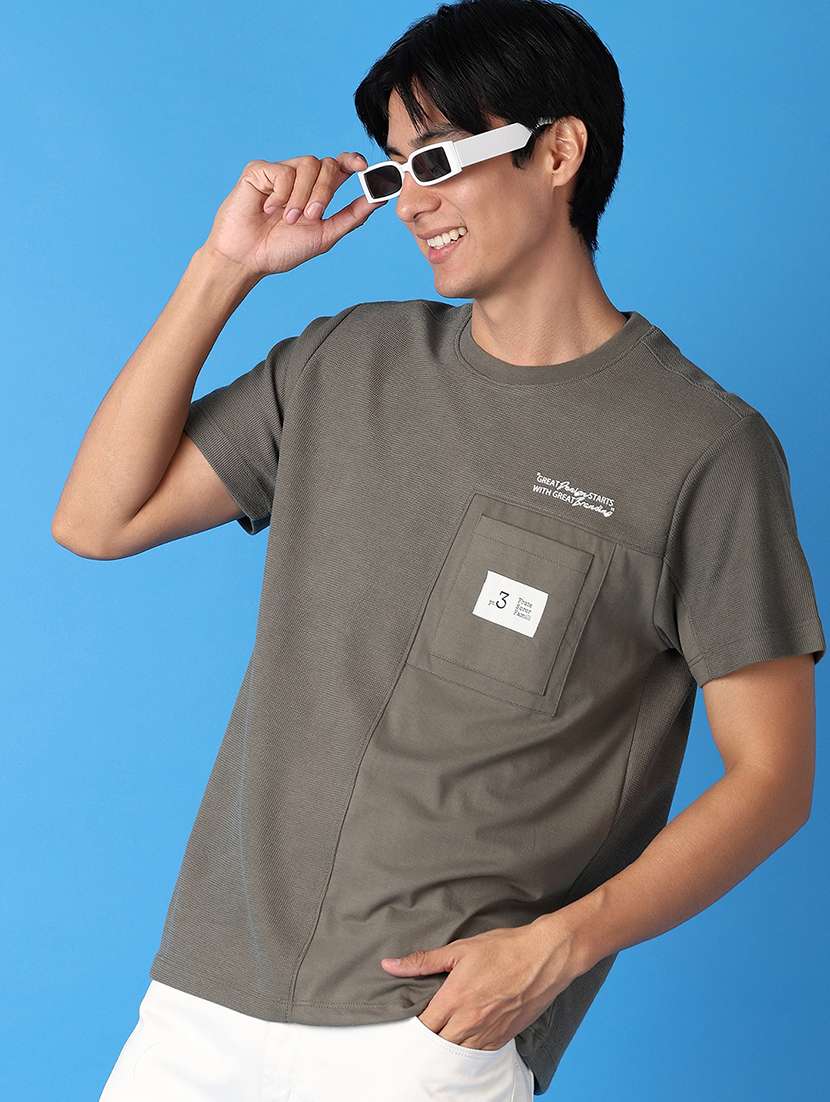 men round neck chest printed t-shirt - 21492350 -  Standard Image - 1