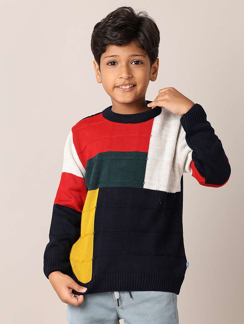 boys self design long sleeve sweater - 21492354 -  Standard Image - 1
