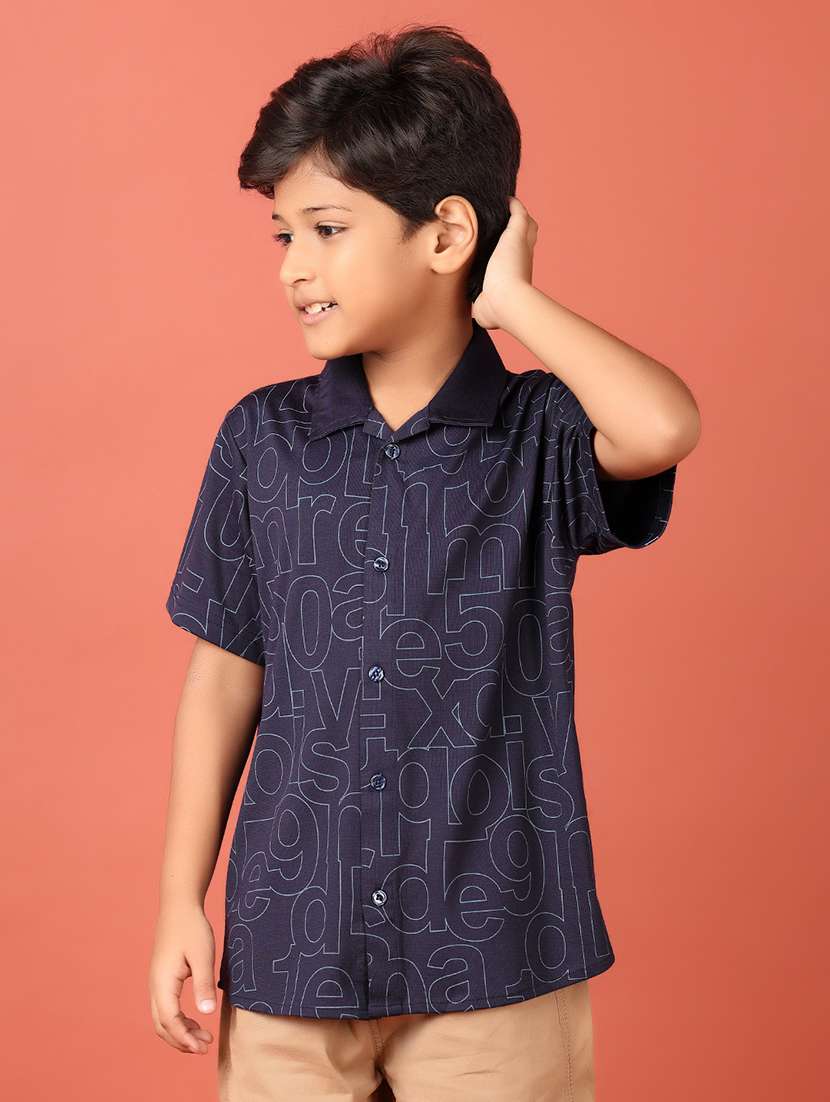 boys typography short sleeve casual shirt - 21492375 -  Standard Image - 1