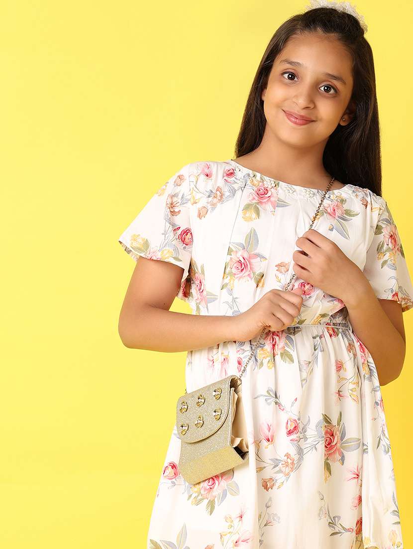 girls floral printed short sleeves fit & flare dress - 21492389 -  Standard Image - 4