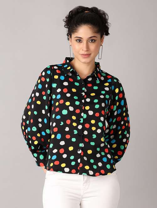 women black polka dot printed regular shirt - 21492407 -  Standard Image - 0
