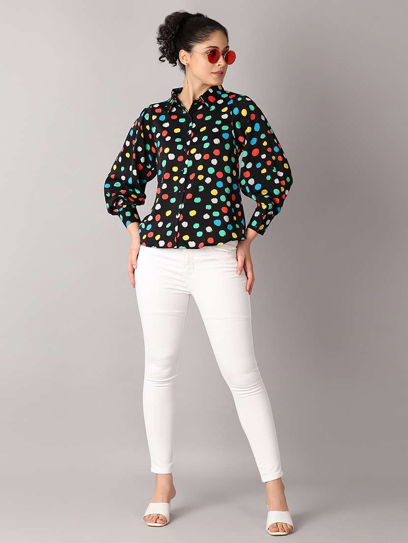 women black polka dot printed regular shirt - 21492407 - Standard Image - 4