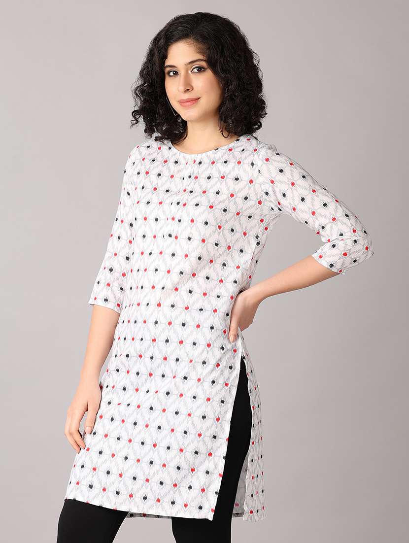 women three quarter sleeve straight kurta - 21492436 -  Standard Image - 1