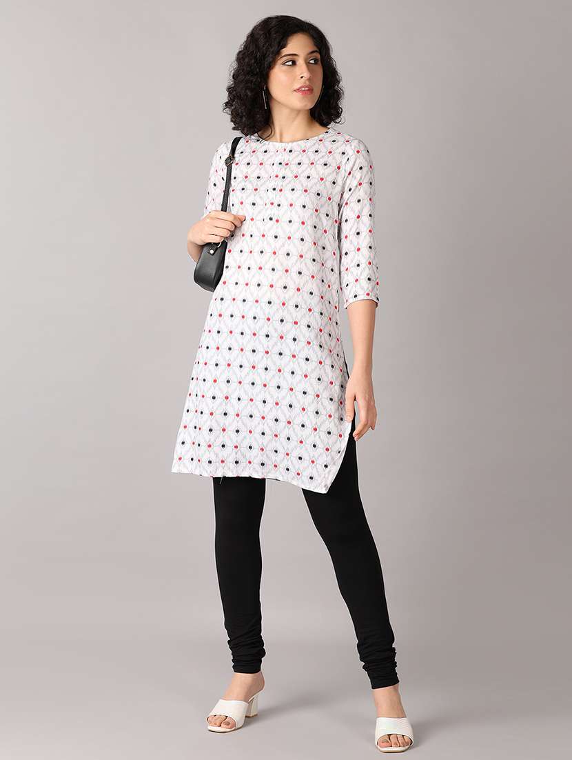 women three quarter sleeve straight kurta - 21492436 - Standard Image - 4