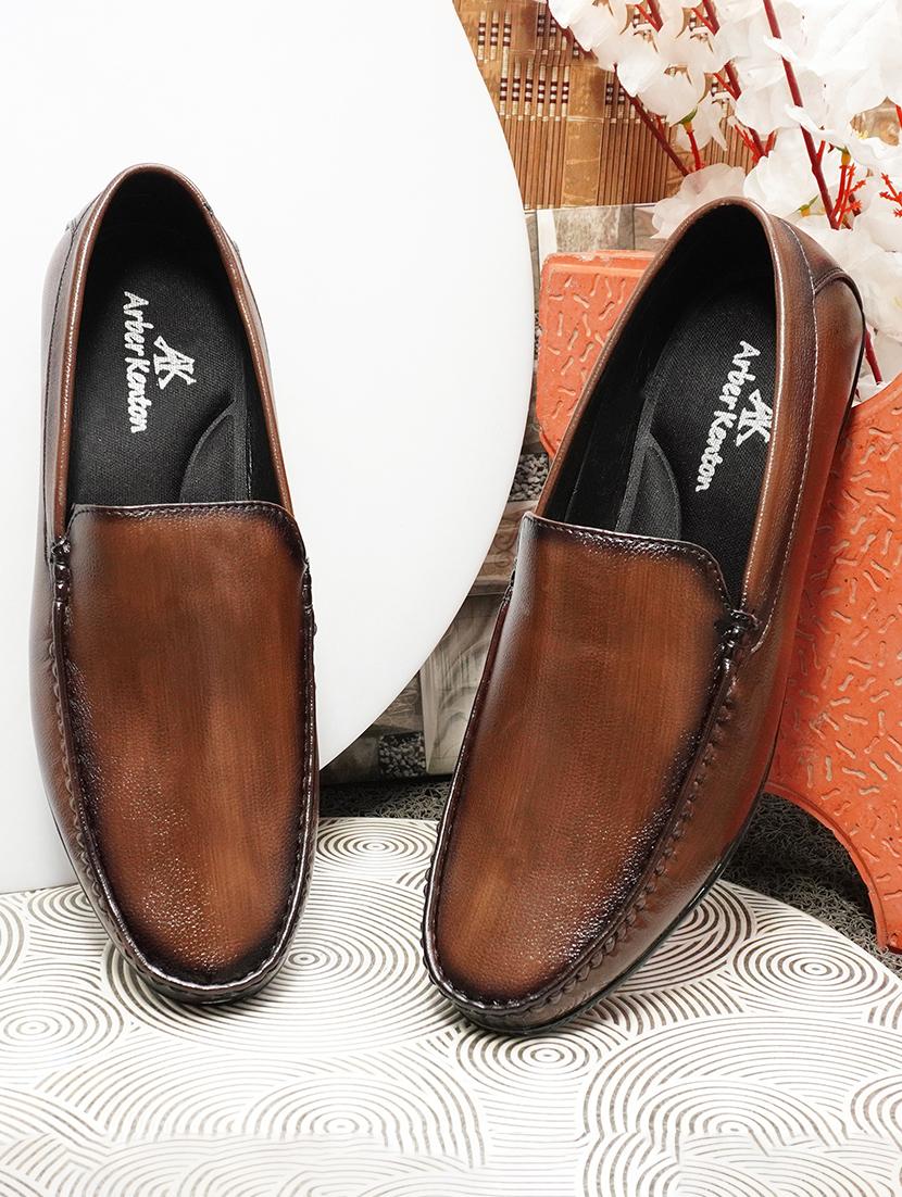 men brown slip on loafers - 21492491 -  Standard Image - 1