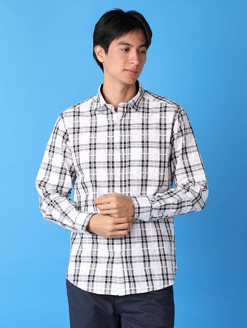 men collared checks casual shirt - 21492502 -  Standard Image - 1