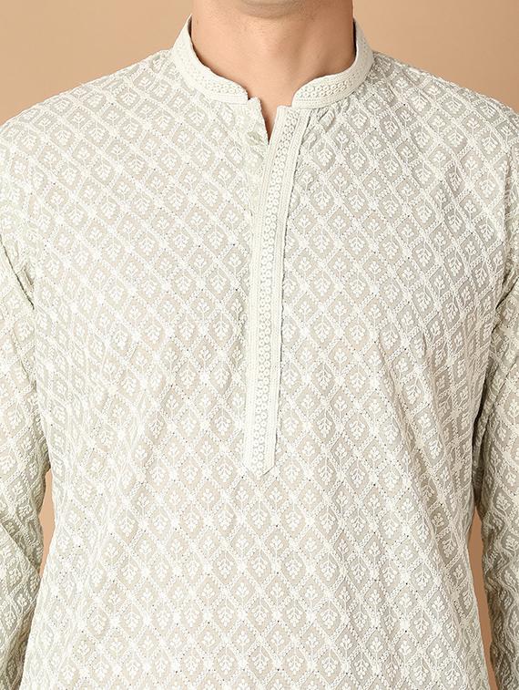 men green self-designed kurta pyjama set - 21492517 - Standard Image - 4