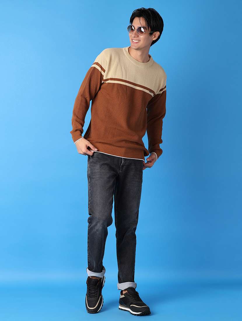 men long sleeves color block pullover - 21492519 -  Standard Image - 4