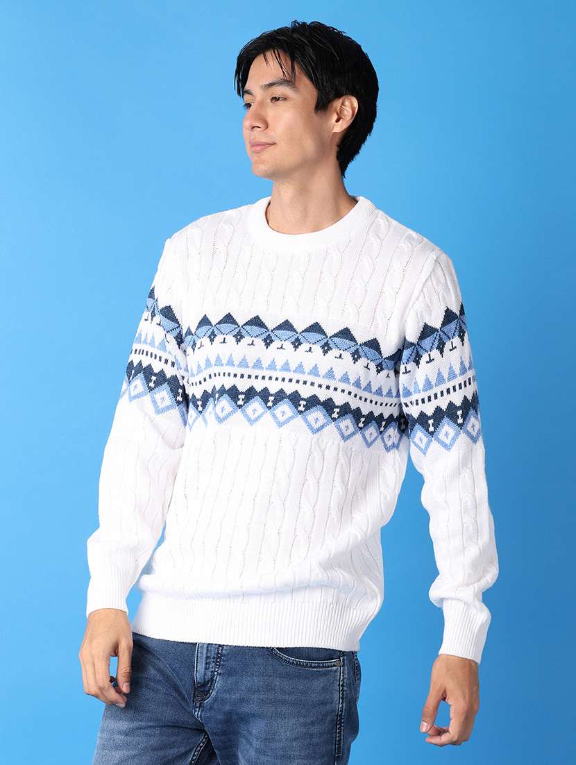 men long sleeves self design pullover - 21492526 -  Standard Image - 1