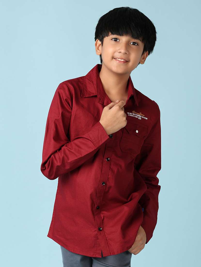 boys maroon solid shirt