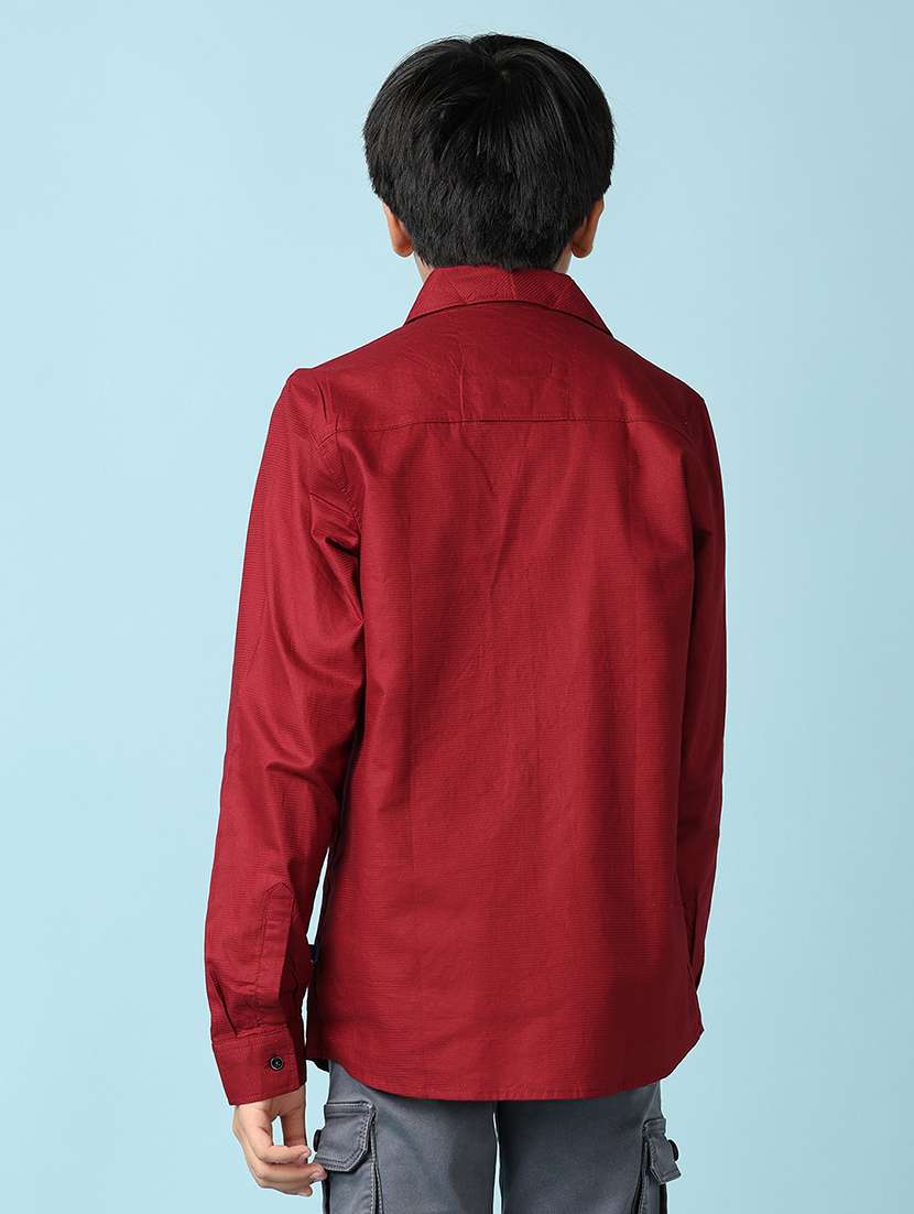 boys maroon solid shirt - 21492530 - Standard Image - 4