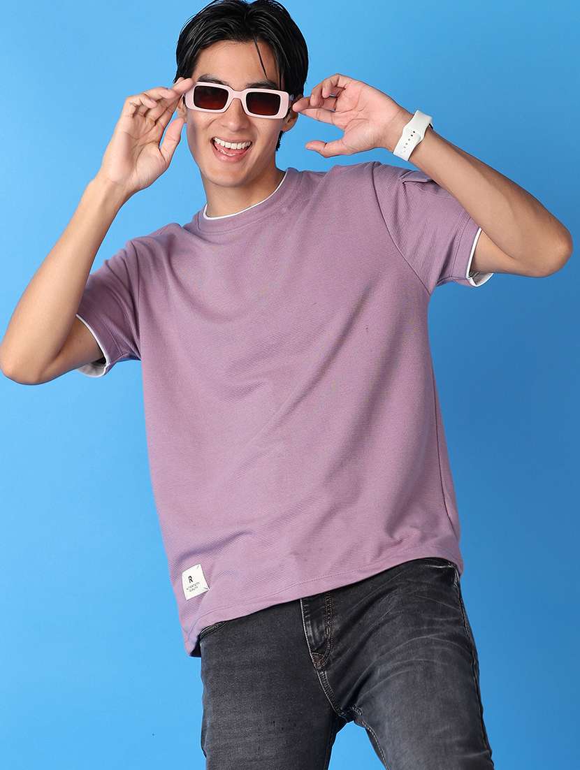 men mauve plain t-shirt - 21492536 -  Standard Image - 1