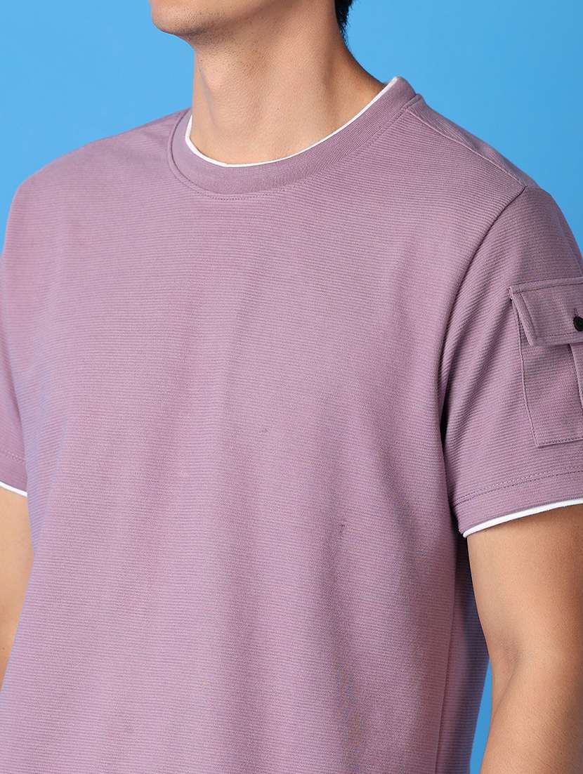 men mauve plain t-shirt - 21492536 -  Standard Image - 4