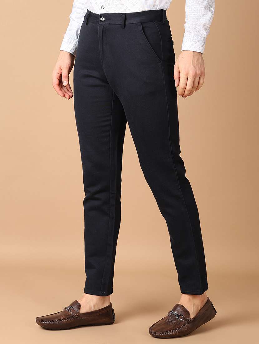men mid-rise solid chinos casual trouser - 21492553 -  Standard Image - 1