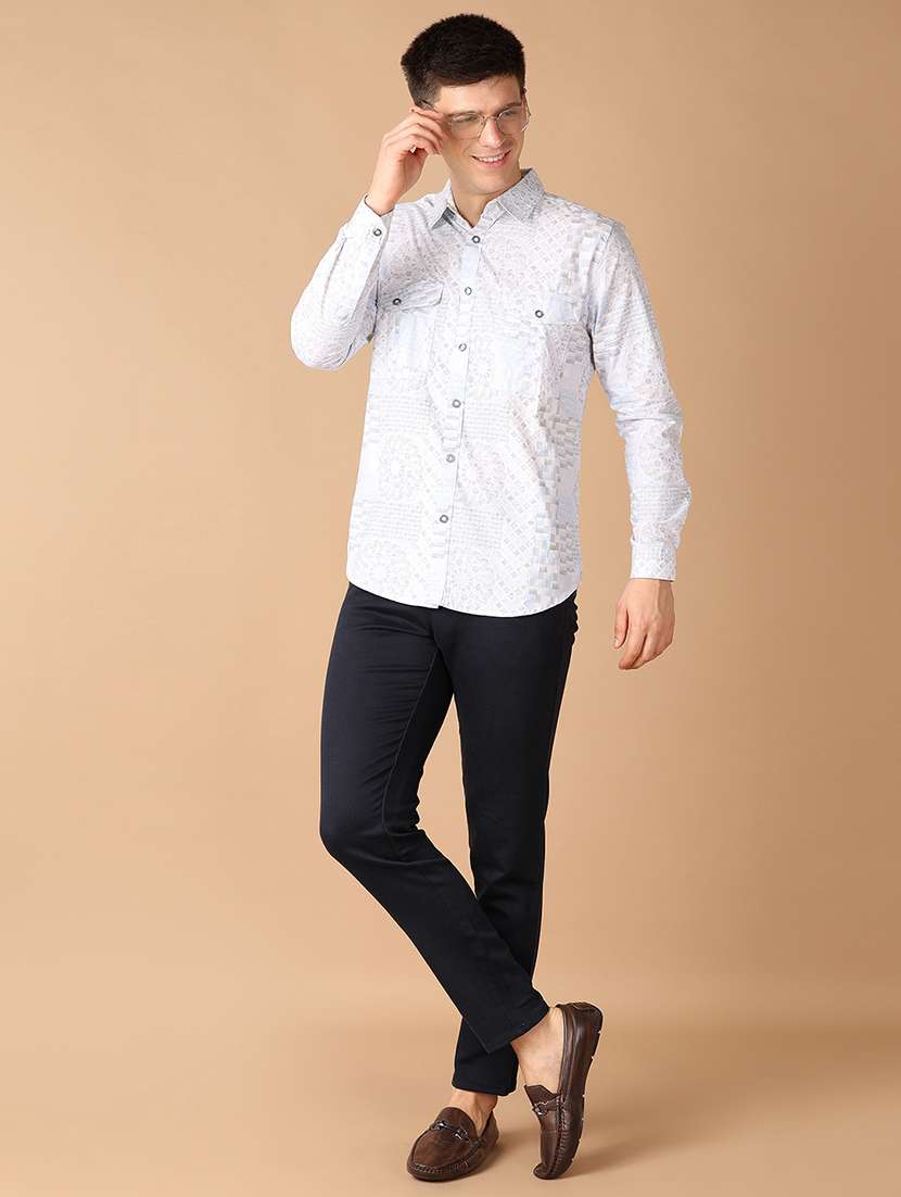 men mid-rise solid chinos casual trouser - 21492553 -  Standard Image - 4