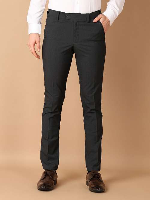 men solid flat front formal trouser - 21492560 - Standard Image - 0