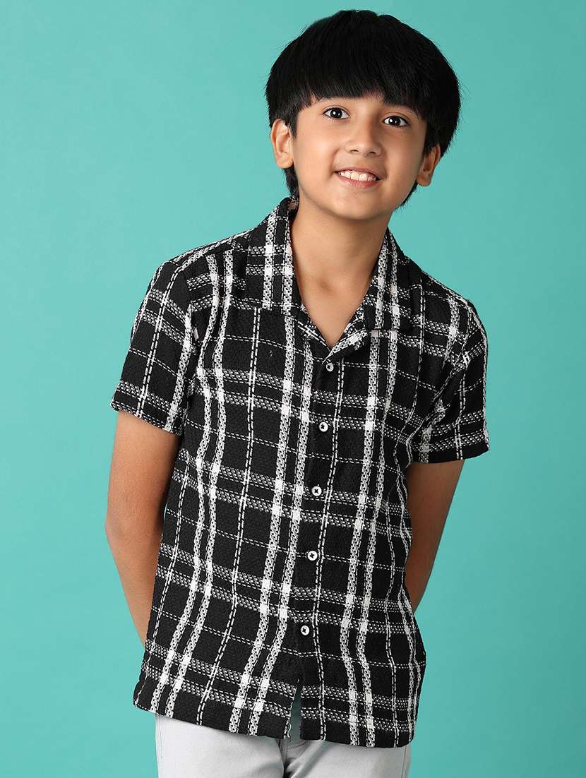 boys checked printed collared shirt