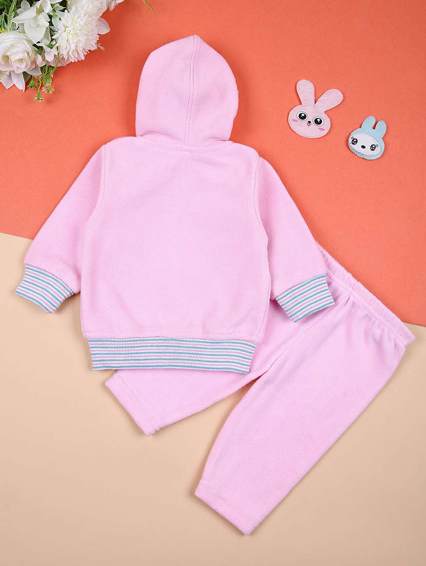 girls pink printed fleece full length set - 21492698 -  Standard Image - 1