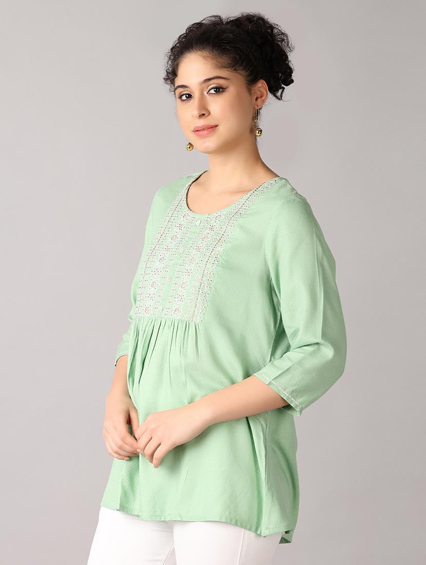 women self design round neck a-line top - 21492707 -  Standard Image - 1