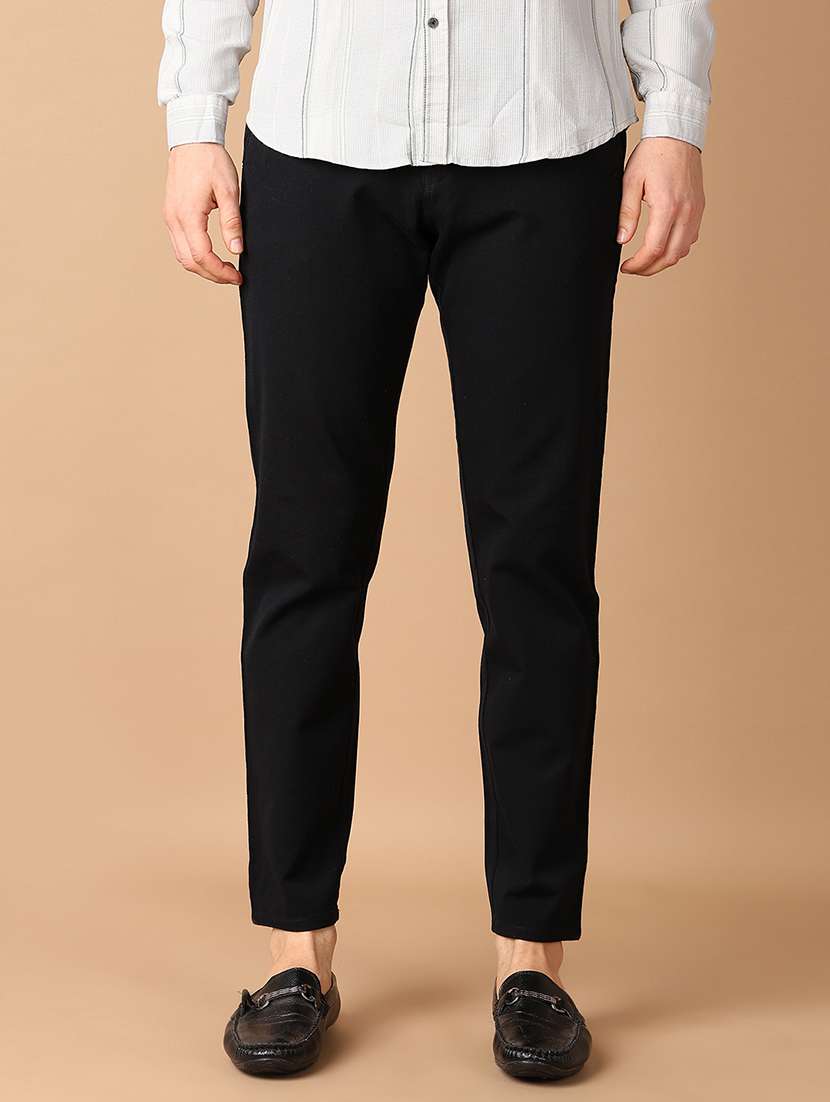 men mid-rise solid chinos casual trouser - 21492716 -  Standard Image - 1