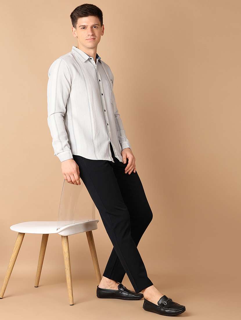 men mid-rise solid chinos casual trouser - 21492716 -  Standard Image - 4