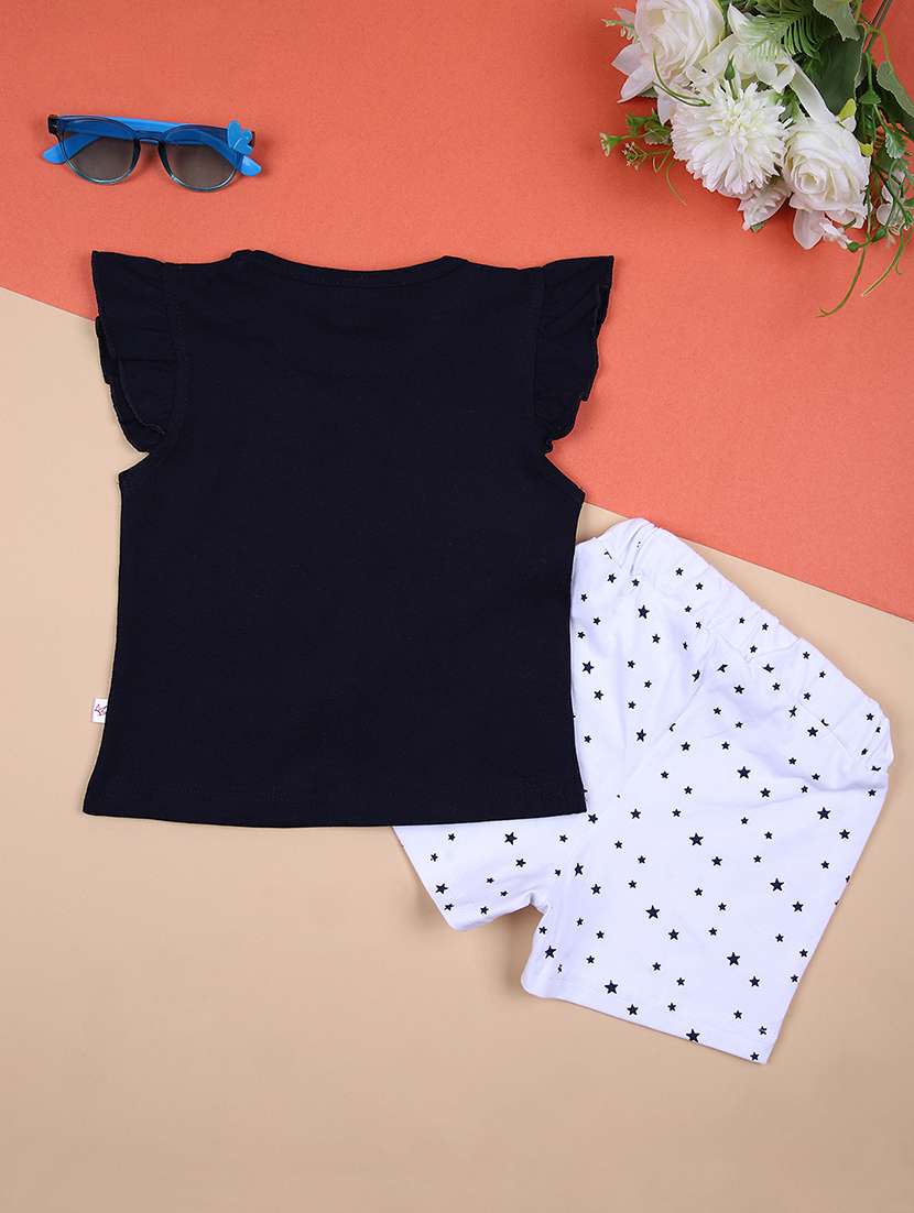 girls printed round neck top & shorts set - 21492729 -  Standard Image - 1