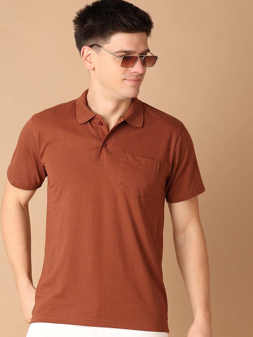 men brown solid polo t-shirt - 21492730 -  Standard Image - 1