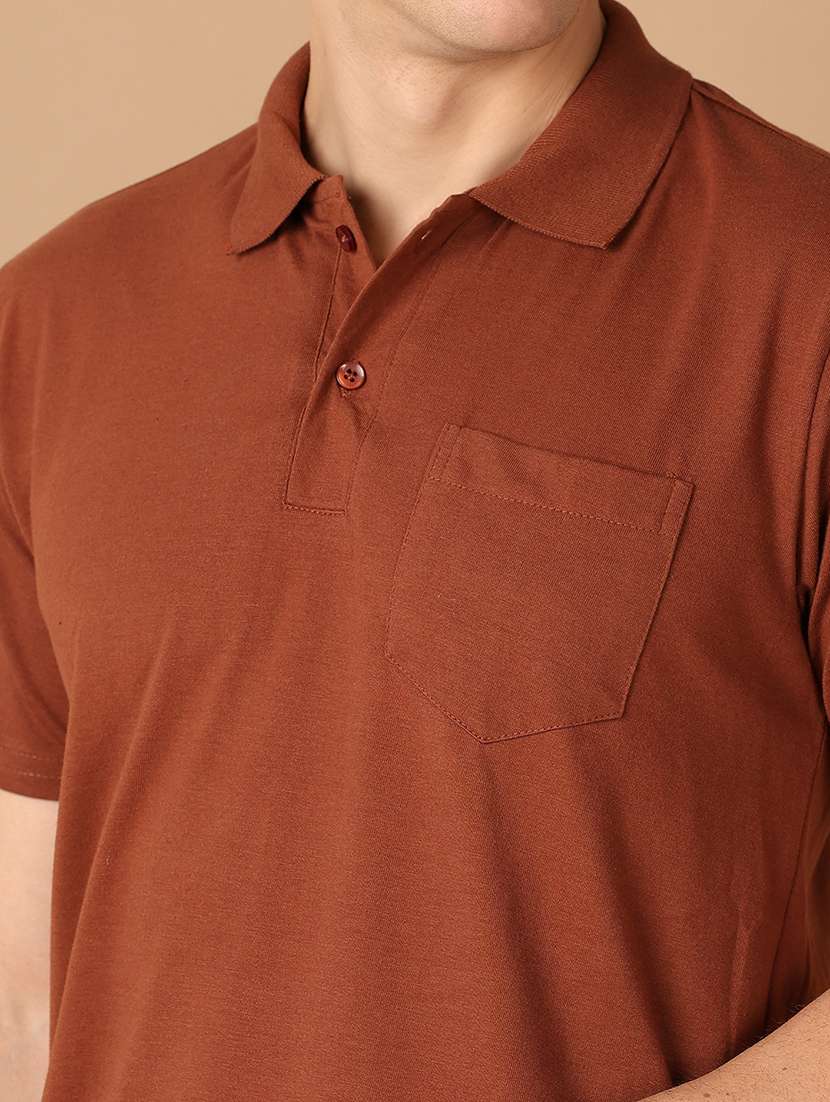 men brown solid polo t-shirt - 21492730 -  Standard Image - 4