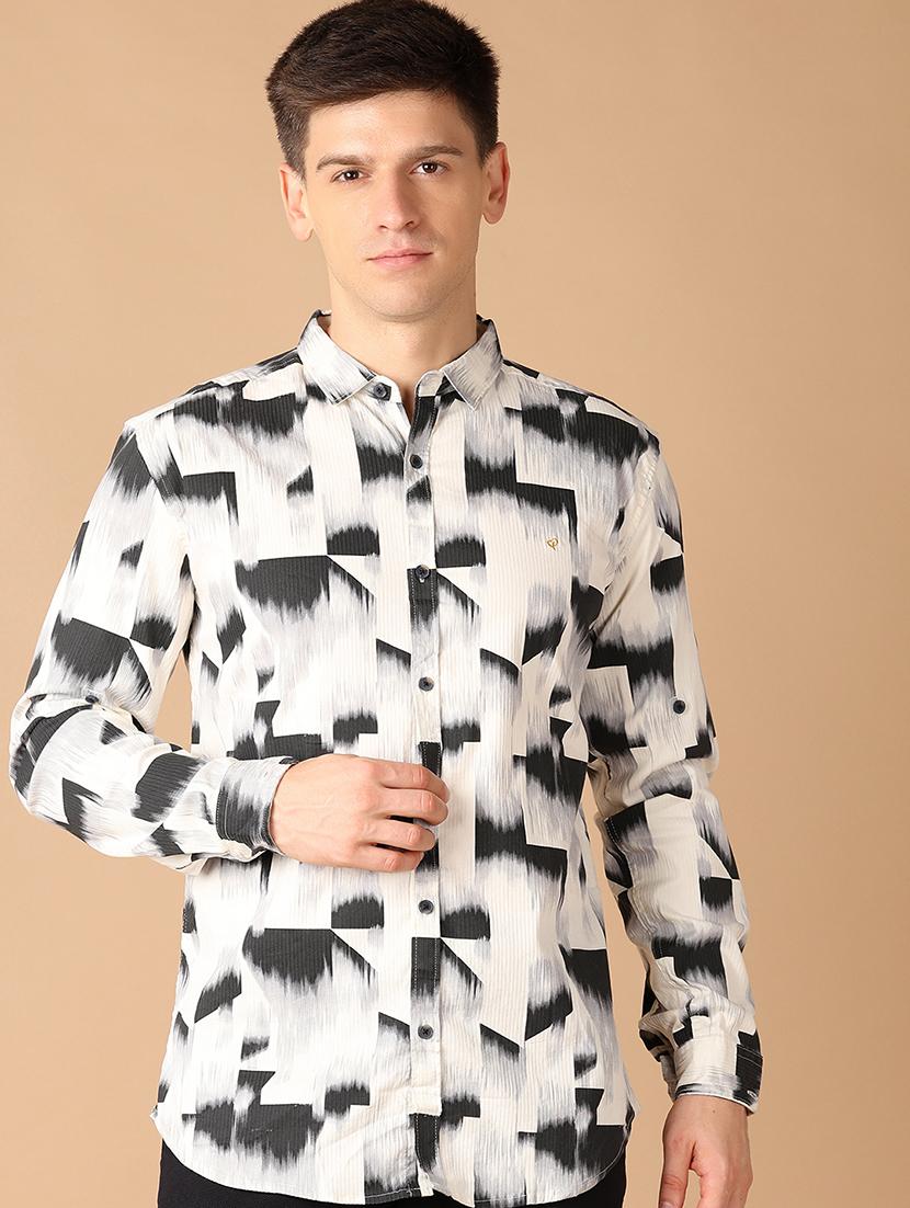 men collared printed casual shirt - 21492741 -  Standard Image - 1