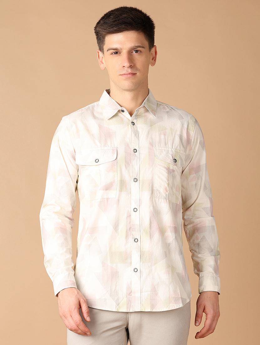 men collared printed casual shirt