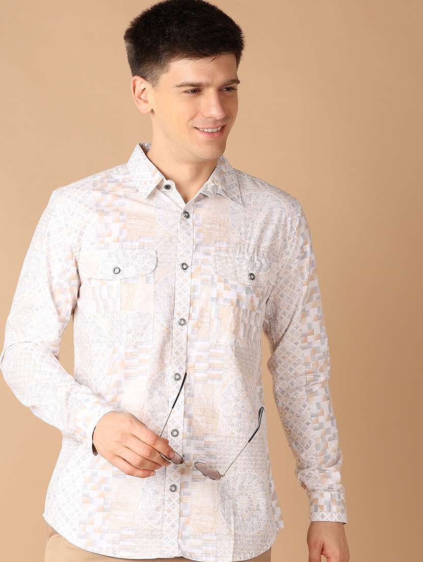 men collared printed casual shirt - 21492754 - Standard Image - 1