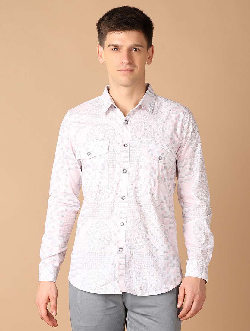 men collared printed casual shirt