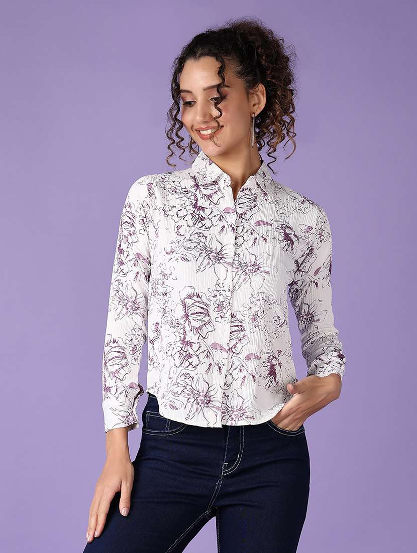 women white printed cotton shirt
