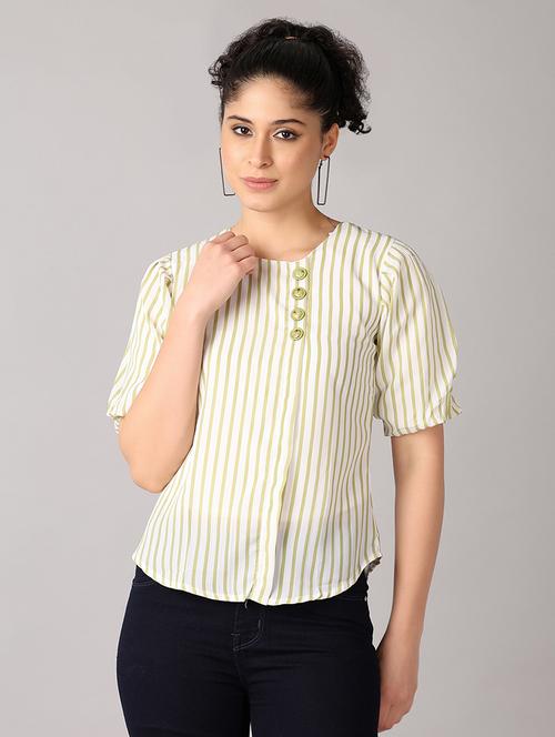 women striped printed short sleeves top - 21492773 - Standard Image - 0
