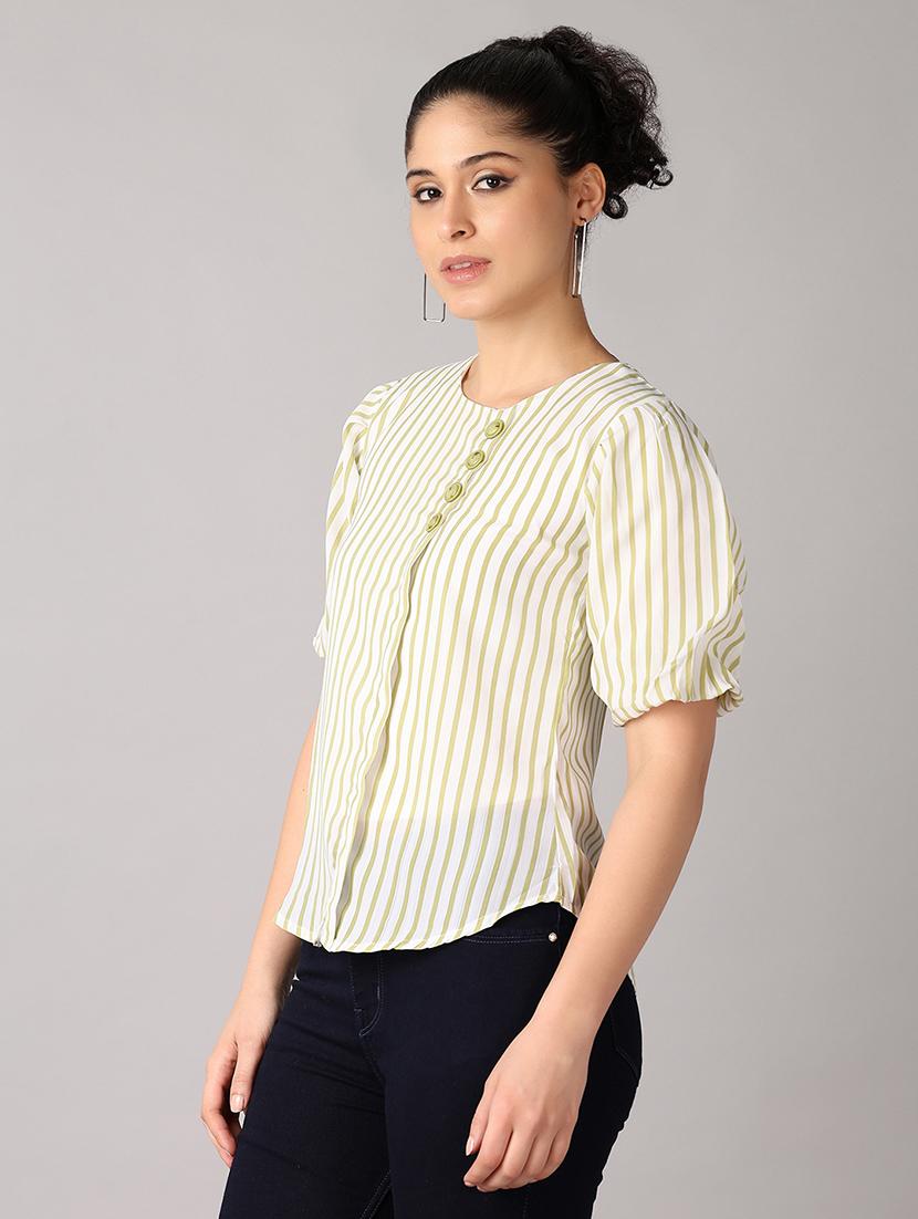 women striped printed round neck top - 21492774 -  Standard Image - 1
