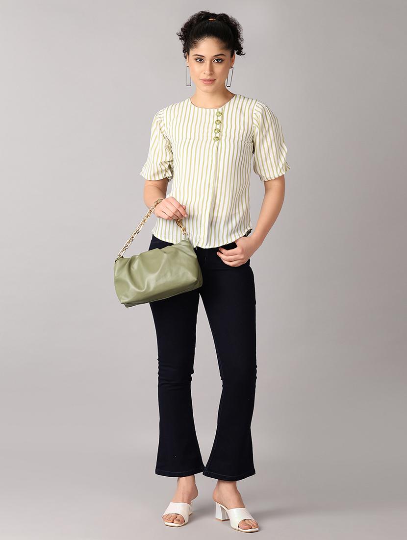 women striped printed round neck top - 21492774 - Standard Image - 4