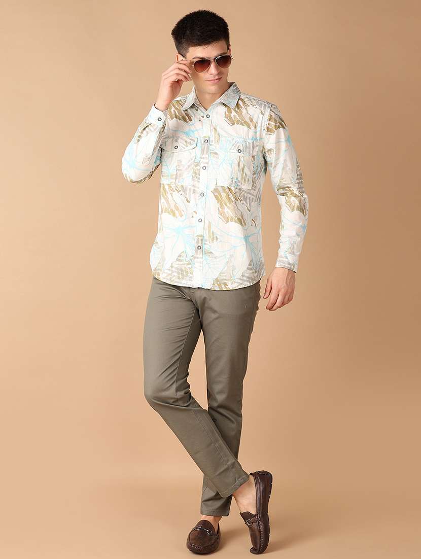 men green solid chinos casual trouser - 21492800 -  Standard Image - 4