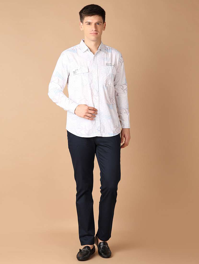 men navy blue solid chinos casual trouser - 21492801 -  Standard Image - 4